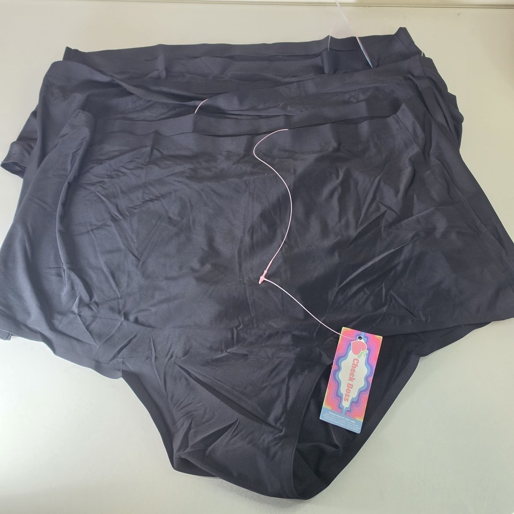 Cheek Boss Panty Womens 4X High Waist Brief Underwear Panties Lot Of 3 Black NWT